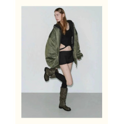 牛皮版~25年新款復古真皮做舊圓頭不過膝皮帶釦粗跟機車靴騎士靴