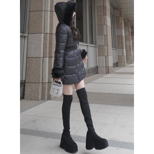 日系GRL厚底針織過膝顯瘦簡約長靴氣質易配zr1194