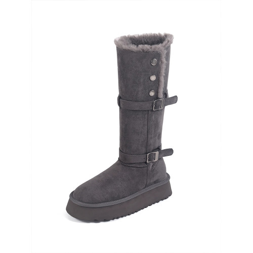 高筒加絨加厚雪地靴女款2026冬季新款厚底保暖中長筒雪地棉靴棉鞋