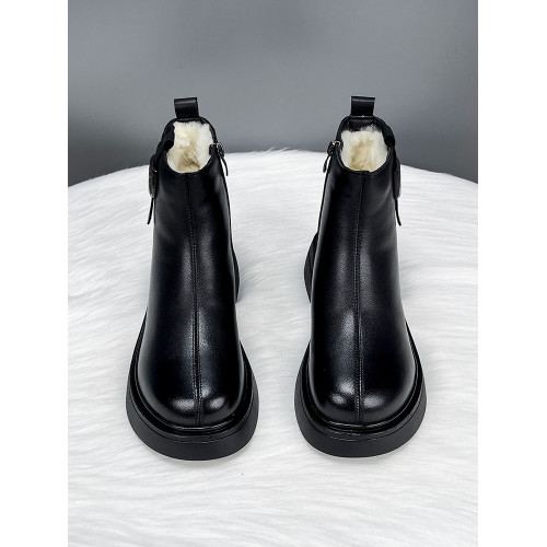 真皮厚底羊毛靴女冬季加厚保暖防水防滑雪地靴中老年東北加厚棉鞋