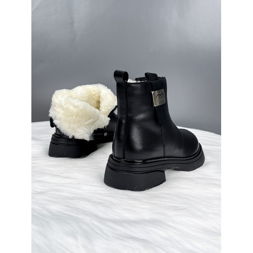 真皮厚底羊毛靴女冬季加厚保暖防水防滑雪地靴中老年東北加厚棉鞋