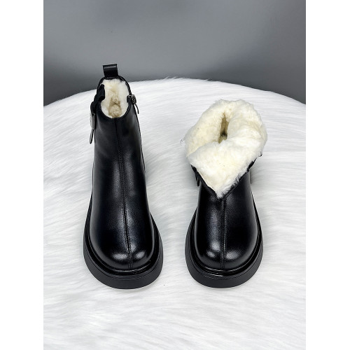 真皮厚底羊毛靴女冬季加厚保暖防水防滑雪地靴中老年東北加厚棉鞋