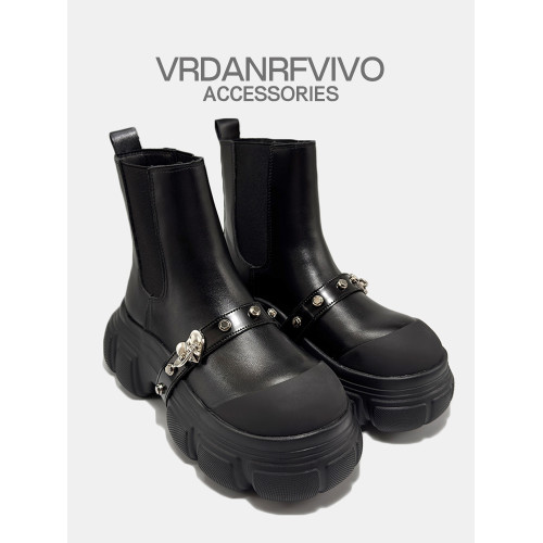 【原創設計】新品鏈條搭配大王靴女厚底增高菸筒靴復古短筒靴子女 【原創設計】新品鏈條搭配大王靴女厚底增高菸筒靴復古短筒靴子女