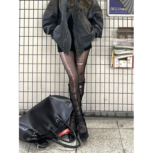 花小姐辣妹鏤空長筒靴女2025春季新款歐美風小衆尖頭綁帶高跟靴子