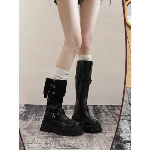 厚底美拉德棕色長筒靴子女2026新款夏秋復古西部牛仔高筒靴騎士靴 厚底美拉德棕色長筒靴子女2026新款夏秋復古西部牛仔高筒靴騎士靴