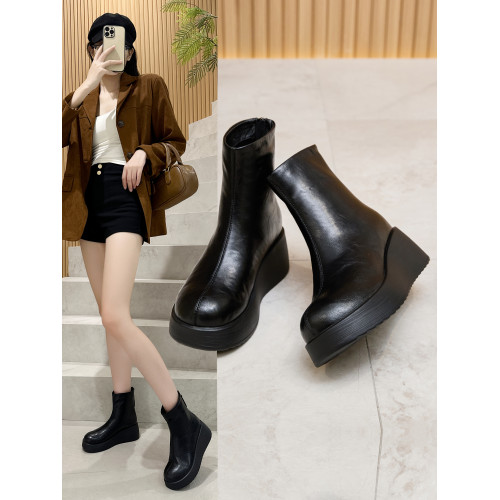 馬丁靴女款2025新款真皮秋冬加絨小碼短靴英倫風小個子厚底瘦瘦靴