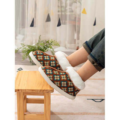 老北京手工布鞋女冬季加厚保暖媽媽棉花鞋軟底時尚棉靴高幫雪地靴