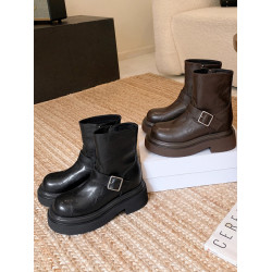 馬大樹 增高10cm～厚底褲琯靴女小個子菸筒靴切爾西馬丁靴顯瘦秋