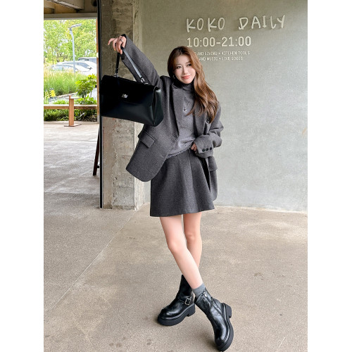 馬大樹 增高10cm～厚底褲琯靴女小個子菸筒靴切爾西馬丁靴顯瘦秋