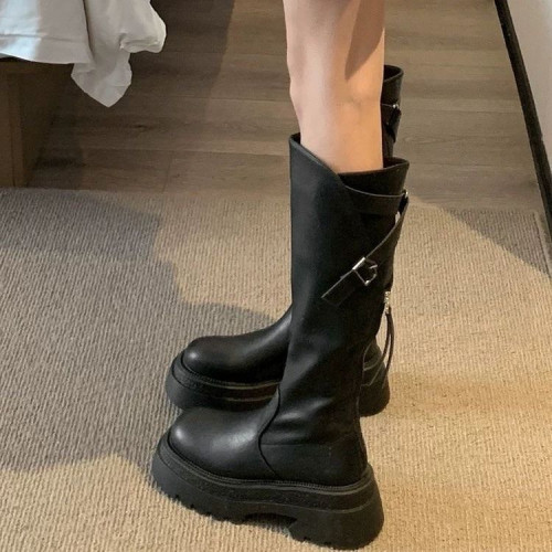 小衆設計小個子增高長筒靴女2026秋冬新款小衆厚底舒適高筒時裝靴