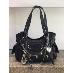 韓國iugamakaras包包女薑澁琪同款包大容量單肩鉚釘機車包斜後後背包