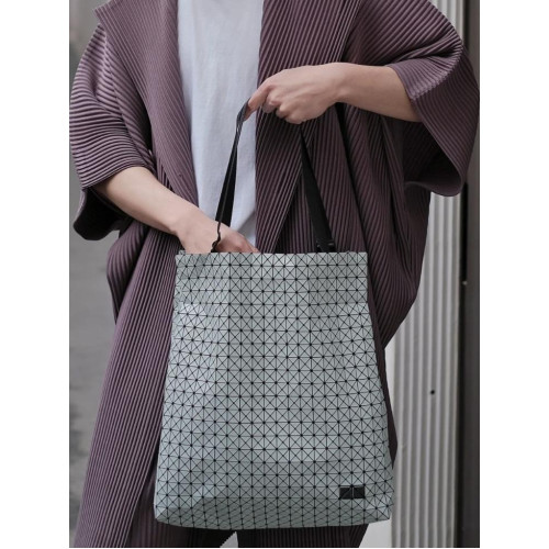 日本男女款幾何菱格大容量托特包矽膠購物袋單肩手提電腦包百搭