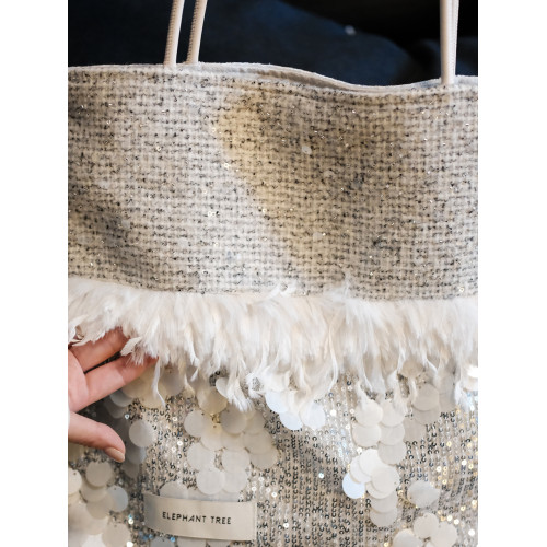 通勤亮片香風單肩包大容量帆布包包托特包白色高級小衆設計輕奢 通勤亮片香風單肩包大容量帆布包包托特包白色高級小衆設計輕奢