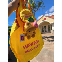 日本正品黑皮凱蒂貓kitty菠蘿園掛件購物袋卷尺兩用單肩包收納袋