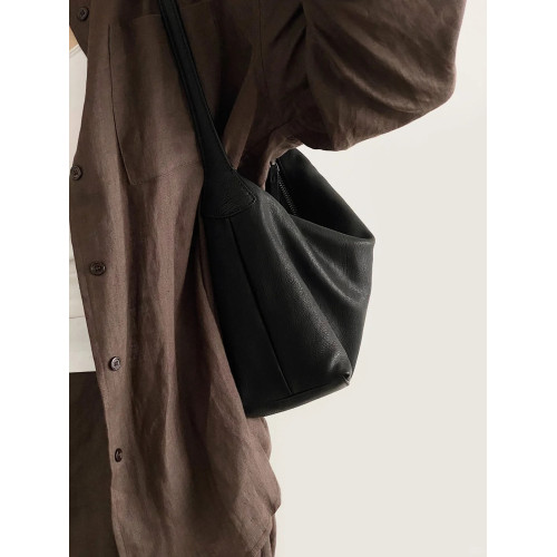 植鞣牛皮腋下經典hobo包百搭休閒松弛單肩斜背通勤包真皮餃子包女