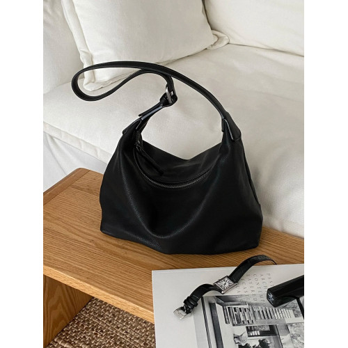 植鞣牛皮腋下經典hobo包百搭休閒松弛單肩斜背通勤包真皮餃子包女