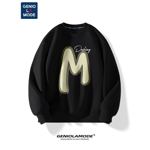 GENIOLAMODE圓領衛衣男款冬季無帽2025美式男生潮牌加絨外套上衣