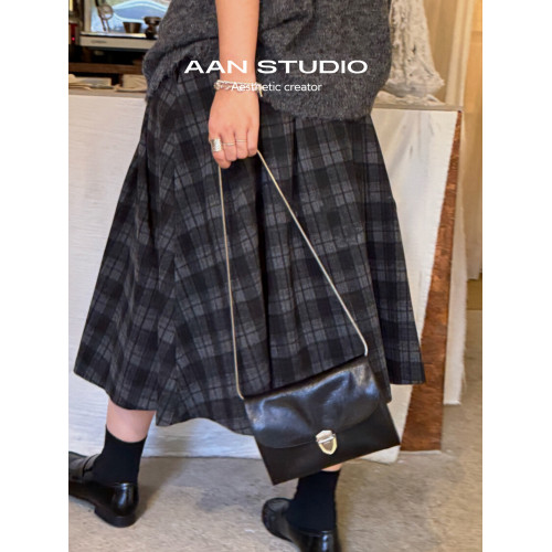 【AAN】植鞣牛皮小方包女多隔層鏈條郵差包通勤百搭單肩斜後後背包包