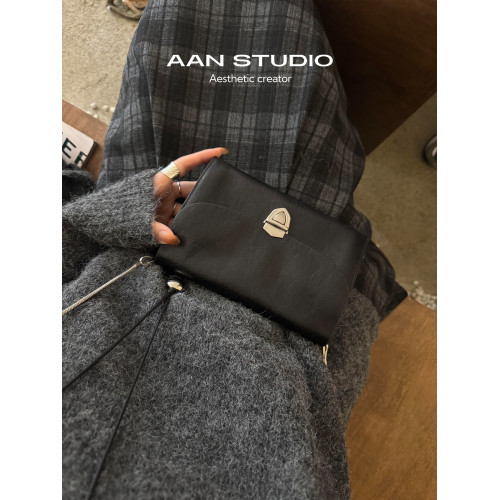 【AAN】植鞣牛皮小方包女多隔層鏈條郵差包通勤百搭單肩斜後後背包包