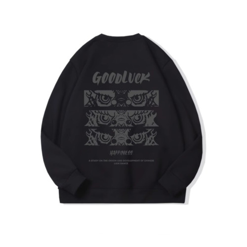 紅色醒獅重磅純棉衛衣男2025新款加絨加厚國風寬鬆本命年圓領上衣