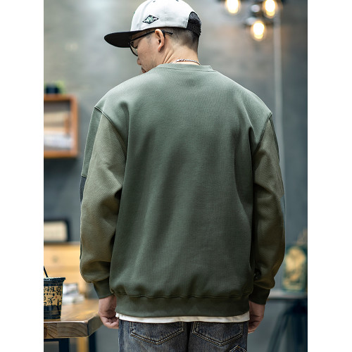 肌理感撞色拼接衛衣男春季潮牌休閒寬鬆圓領套頭上衣大碼長袖外套 肌理感撞色拼接衛衣男春季潮牌休閒寬鬆圓領套頭上衣大碼長袖外套