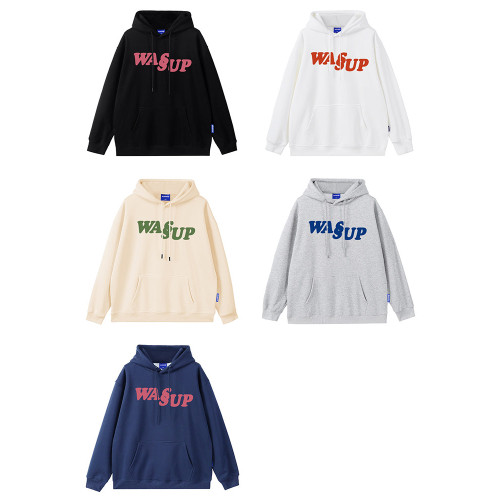 WASSUP HEODS連帽衛衣男情侶裝潮牌秋冬季加絨外套美式重磅上衣服