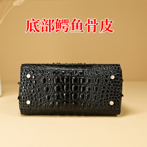真鱷魚皮戴妃包骨皮手提包真皮高級氣質大氣單肩包女包上班手拎包