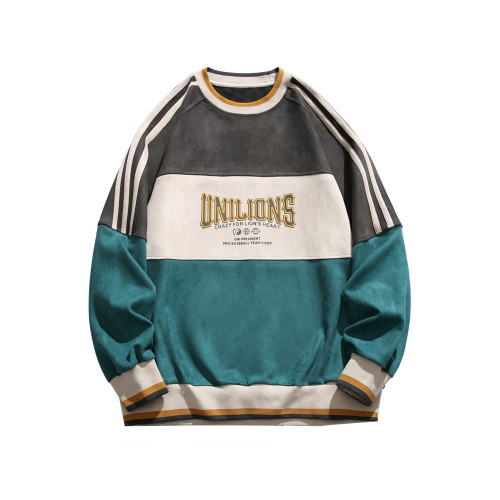 美式潮牌麂皮絨長袖衛衣男春秋季情侶運動套頭衫國潮百搭休閒上衣 美式潮牌麂皮絨長袖衛衣男春秋季情侶運動套頭衫國潮百搭休閒上衣