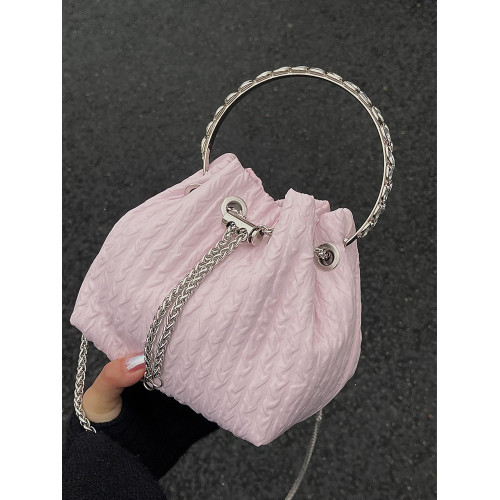 小衆燙鑽圓環手提包包女2025新款時尚甜美水桶包鏈條包單肩斜後後背包 小衆燙鑽圓環手提包包女2025新款時尚甜美水桶包鏈條包單肩斜後後背包