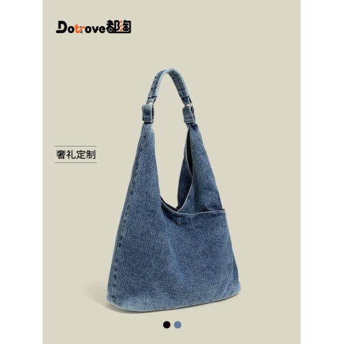 都淘松弛感牛仔布托特包女2026新款春夏大容量休閒通勤手提水桶包