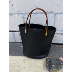 頭層植鞣牛皮水桶包女士真皮高級感手提包韓版簡約質感單肩斜後後背包