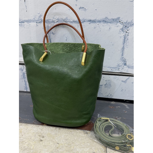 頭層植鞣牛皮水桶包女士真皮高級感手提包韓版簡約質感單肩斜後後背包