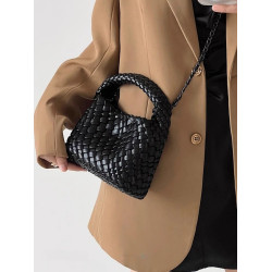 手工編織水桶包手拎小包包2025新款百搭洋氣純色高級感迷你斜後後背包