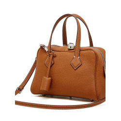 頭層牛皮手打提包女單肩斜背女包25新款歐美真皮女包波士頓枕頭包