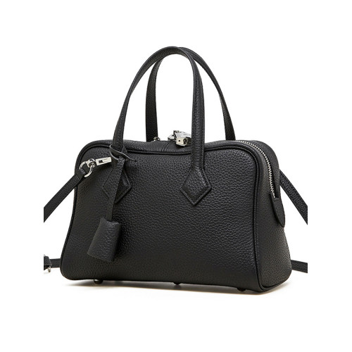 頭層牛皮手打提包女單肩斜背女包25新款歐美真皮女包波士頓枕頭包