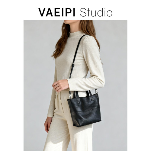 頭層植鞣牛皮手提包女2026新款小衆設計水桶包單肩斜背百搭女包潮