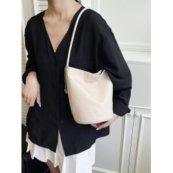 2025新款潮韓版洋氣手提水桶包簡約日常大容量時尚百搭質感單肩包