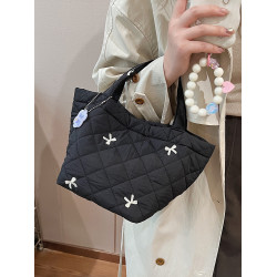 韓國ins少女超火手提水桶包女2026新款蝴蝶結刺綉上班雜物手拎包