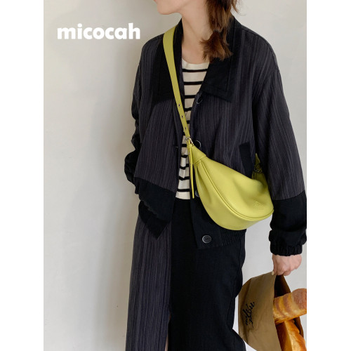 Micocah「月牙彎彎」包包新款女包百搭休閒高級黑色斜後後背包餃子包
