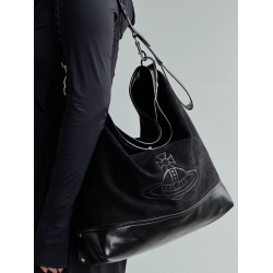 網紅同款麂皮絨印花hobo流浪包復古大容量通勤托特包單肩腋下包女