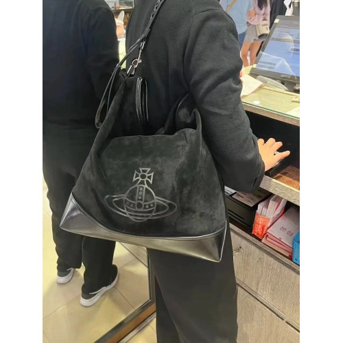 網紅同款麂皮絨印花hobo流浪包復古大容量通勤托特包單肩腋下包女