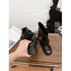 真皮辣妹廢土風短筒內增高靴子女款秋季褶皺堆堆靴寬筒短靴褲琯靴