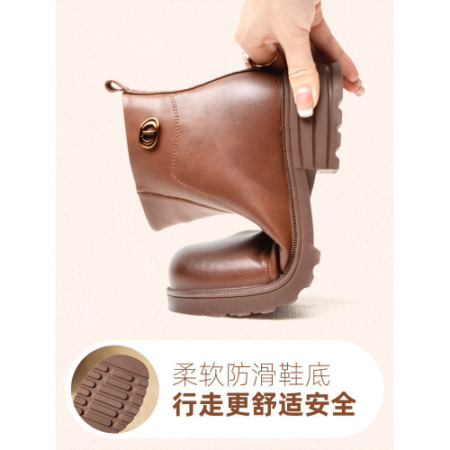 真皮羊毛保暖媽媽鞋子棉鞋加絨加厚短靴防滑中老年人雪地靴女冬季 真皮羊毛保暖媽媽鞋子棉鞋加絨加厚短靴防滑中老年人雪地靴女冬季
