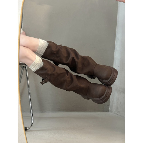 復古百搭美拉德褲琯靴女2025秋冬新款帥氣時尚氣質厚底炸街長筒靴