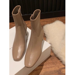 羊皮版~真皮馬丁靴女秋冬韓國百搭方頭瘦瘦靴包腿靴高跟短靴單靴