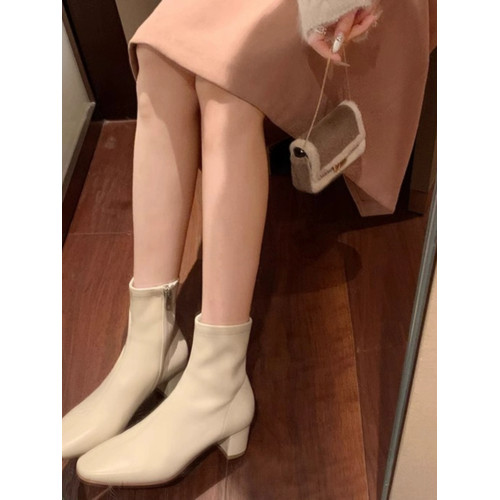 羊皮版~真皮馬丁靴女秋冬韓國百搭方頭瘦瘦靴包腿靴高跟短靴單靴 羊皮版~真皮馬丁靴女秋冬韓國百搭方頭瘦瘦靴包腿靴高跟短靴單靴