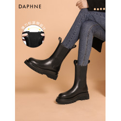 達芙妮切爾西靴子女2025新款秋冬英倫馬丁靴女菸筒靴中筒靴短靴女