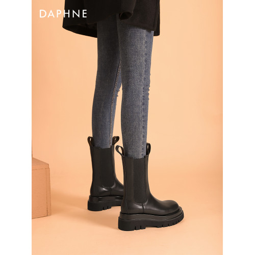 達芙妮切爾西靴子女2025新款秋冬英倫馬丁靴女菸筒靴中筒靴短靴女