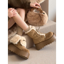 東北保暖厚底雪地靴防滑女冬季中高加絨加厚2026新款兩穿外穿棉鞋