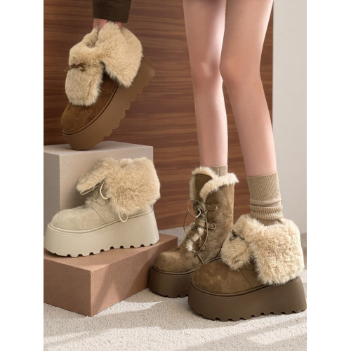 東北保暖厚底雪地靴防滑女冬季中高加絨加厚2026新款兩穿外穿棉鞋